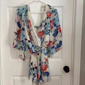 White Floral Dressy Romper